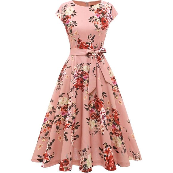 Dresstells Women's Blush Modest Vintage Cocktail Party Formal Wedding Dresses - Picture 2 of 4